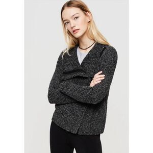Lou & Grey‎ Womens Size XS Black Grey Knit Sweater Motorcycle Zip Up Jacket